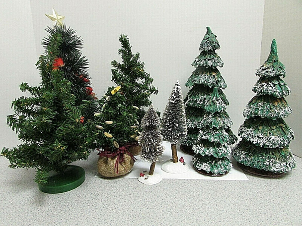 LOT OF 8 SCENERY TREES VARIOUS SIZES SNOW COVERED LAYOUT SCENICS 