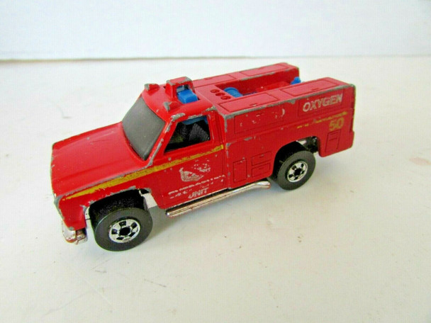 MATTEL HOT WHEELS DIECAST EMERGENCY UNIT #50 RED TRUCK HONG KONG 1974  H2