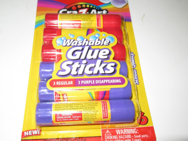 6 Total New Cra-Z-Art 3 Washable Purple 3 Regular Glue Sticks - New