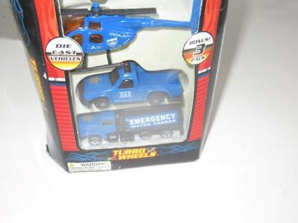 VINTAGE DIECAST- TURBO WHEELS- 3 EMERGENCY VEHICLES - NEW- H3