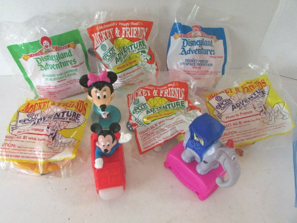 LOT OF 8 MCDONALD HAPPY MEAL TOYS DISNEY MINNIE MICKEY ALADDIN PLUTO  L144