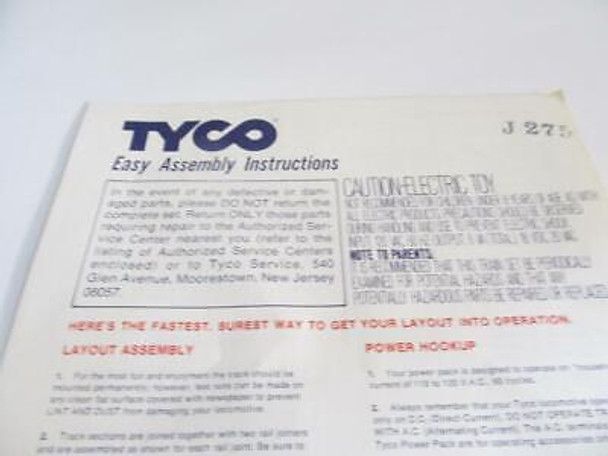 HO TRAINS VINTAGE  TYCO- EASY ASSEMBLY INSTRUCTIONS  - LN - S31UU HO TRAINS VINTAGE  TYCO- EASY ASSEMBLY INSTRUCTIONS  - LN - S31UU