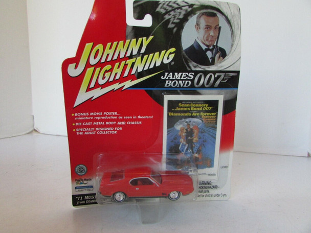 JOHNNY LIGHTNING DIECAST CAR  JAMES BOND 007 '71 MUSTANG MACH 1 RED NEW  LotD