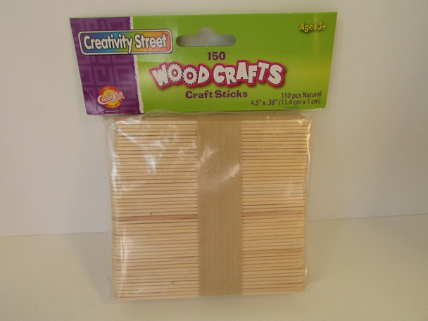 CREATIVITY STREET PKG 150 WOOD CRAFT POPSICLE STICKS NATURAL WOOD 4.5"L NEW  L22