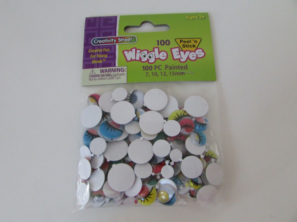 CREATIVITY STREET PKG 100 WIGGLE EYES PEEL 'N STICK PAINTED ASST SIZES  L22