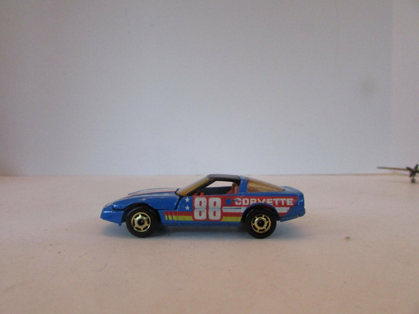 MATTEL 1982 HOT WHEELS DIECAST 1980'S CORVETTE BLUE #88 STRIPING DIECAST CAR H2