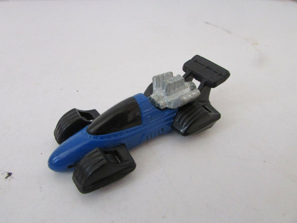MATTEL HOT WHEELS DIECAST CAR 1993 BLUE RACE CAR BLACK CHROME ACCENTS H2