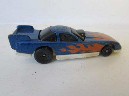 VINTAGE DIECAST MATTEL HOT WHEELS 1993 BLUE SPORTS CAR MC16 RED FLAMES  H2B