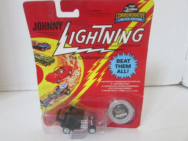 JOHNNY LIGHTNING 100-142 - T.N.T. SERIES 4--BLACK-MAG WHEELS HOOD OPENS NEW- L15