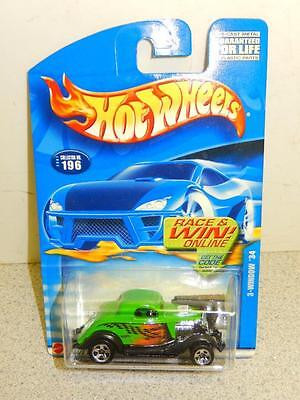 HOT WHEELS- 3-WNIDOW '34- GREEN- NEW ON CARD- L15