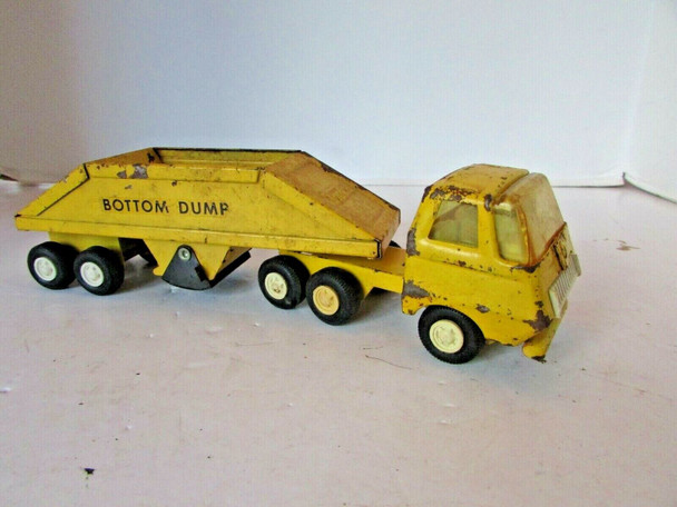 VTG 1980'S TONKA CAB & BOTTOM DUMP CONSTRUCTION VEHICLES 9.25"L YELLOW H8
