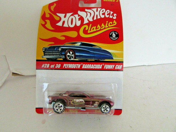 MATTEL HOT WHEELS DIECAST J2784 PLYMOUTH BARRACUDA FUNNY CAR MAGENTA  NEW LotD