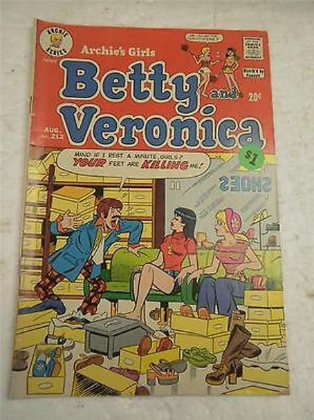 ARCHIE SERIES COMIC- BETTY AND VERONICA NO. 212- AUG. 1973- GOOD- BB9
