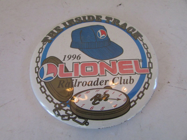 THE INSIDE TRACK 1996 LIONEL RAILROAD CLUB TIN PIN BUTTON    H19