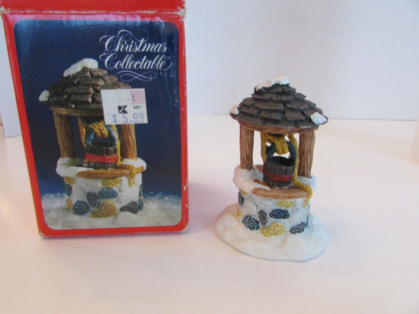 Velvet Touch Christmas Collectible Wishing Well Porcelain Sculpture 4"