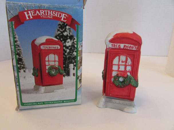 Hearthside Village Porcelain Telephone Booth Red 3.75"H Boxed