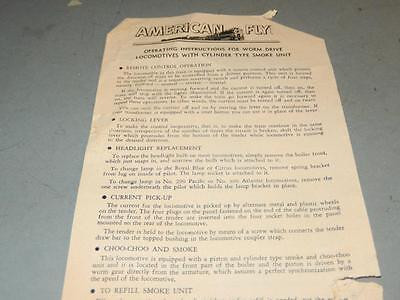 AMERICAN FLYER - POST-WAR - WORM DRIVE LOCOS- INSTRUCTION SHEET- FAIR- H29