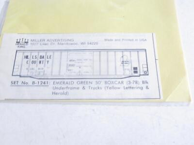 MILLER HO 1241 HILLSDALE COUNTY BOXCAR DECAL SET YELLOW LETTERING NEW- SR48