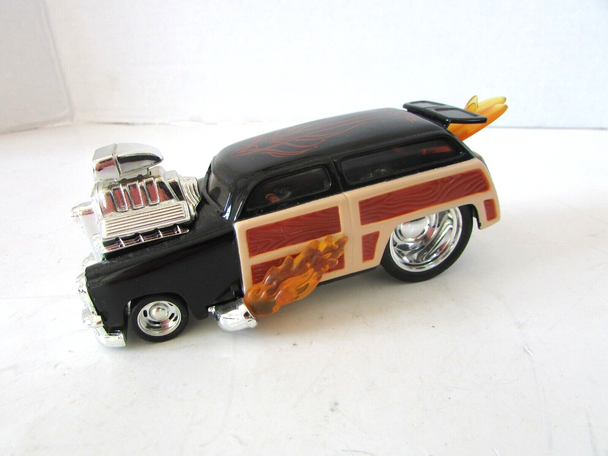 Mattel Hot Wheels Diecast Hot Rod Car 5" Black Station Wagon acrylic flames H8