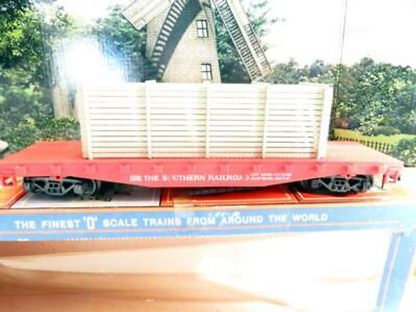 AHM O SCALE TRAINS - 7301B SOUTHERN FLAT CAR W/CRATES - LN- BXD- B2R