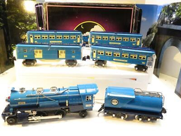 MTH TRAINS - BLUE COMET TINPLATE 1062-1 #263E STEAM LOCO & 4  CAR SET- W16