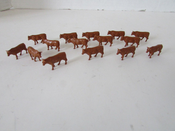 Assorted HO Figures 16 pcs Brown Cows Cattle  Free Standing  L/N  H3 Assorted HO Figures 16 pcs Brown Cows Cattle  Free Standing  L/N  H3
