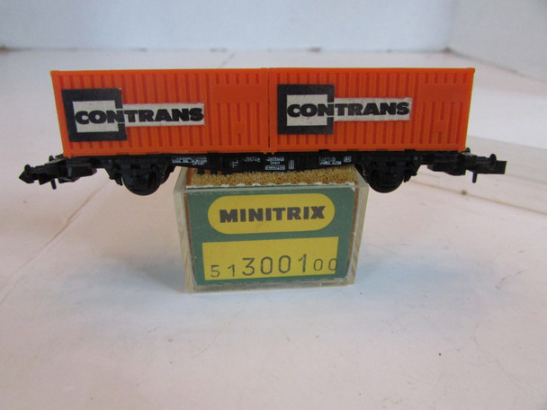 Minitrix 3001 Con Trains Flat Car with Trailers N Scale Model Trains Orange E5