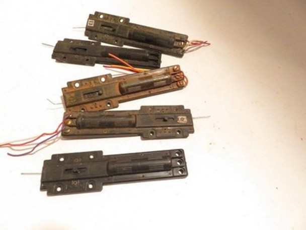 HO TRAINS - FIVE SWITCH MACHINES- NOT TESTED- PARTS-  SR155