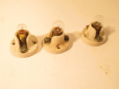THREE PORCELAIN HOUSE LIGHTS W/BULBS- GOOD - SR123