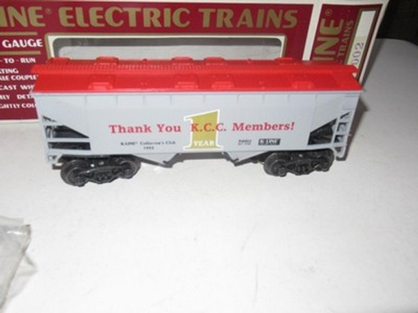 VINTAGE K-LINE TRAINS - K-90002 -  KCC 1992 HOPPER CAR- 0/027- BOXED- H1W