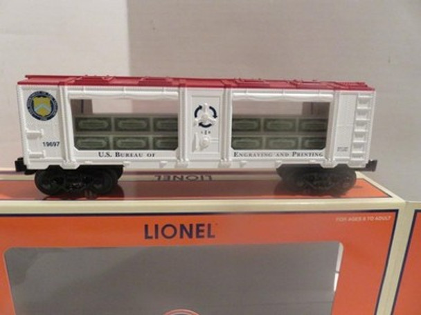 LIONEL TRAINS 19697 BUREAU OF ENGRAVING MINT CAR D/C TRUCKS- 0/027 - NEW -B16