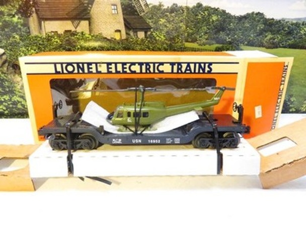 LIONEL- 16952 U.S. NAVY FLAT CAR W/ERTL DIECAST HELICOPTER - 0/027-  NEW - J1W