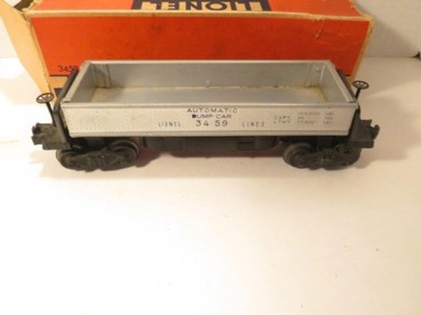 LIONEL POST-WAR 3459 ALUMINUM OPERATING COAL DUMP CAR- PARTIAL BOX - 0/027-H1W