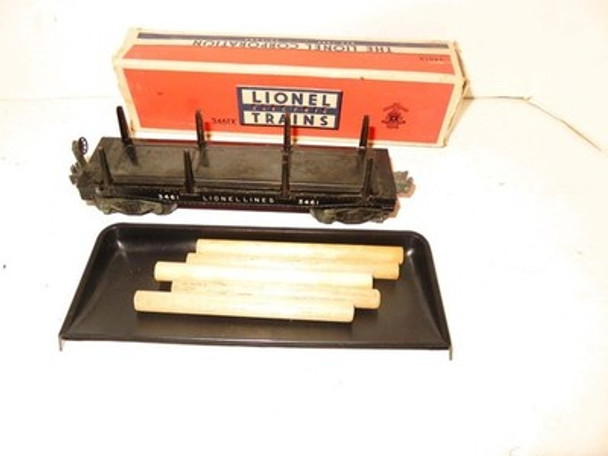 LIONEL POST-WAR TRAINS- 3461 DIECAST LOG DUMP CAR - 0/027 - EXC. -BXD- B16