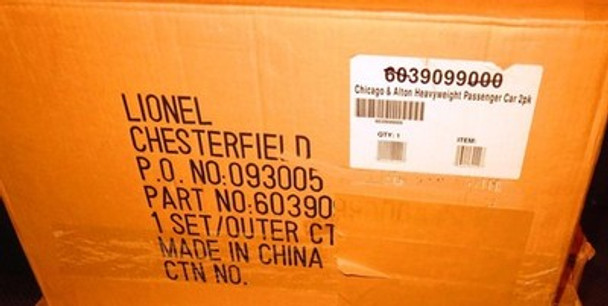 LIONEL 31704/39099 CHICAGO & ALTON SCALE PSNGR SET W/ADD ON CARS- - SEALED-