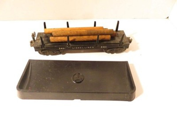 LIONEL POST-WAR TRAINS- 3461 DIECAST LOG DUMP CAR - 0/027 - EXC. - S31H