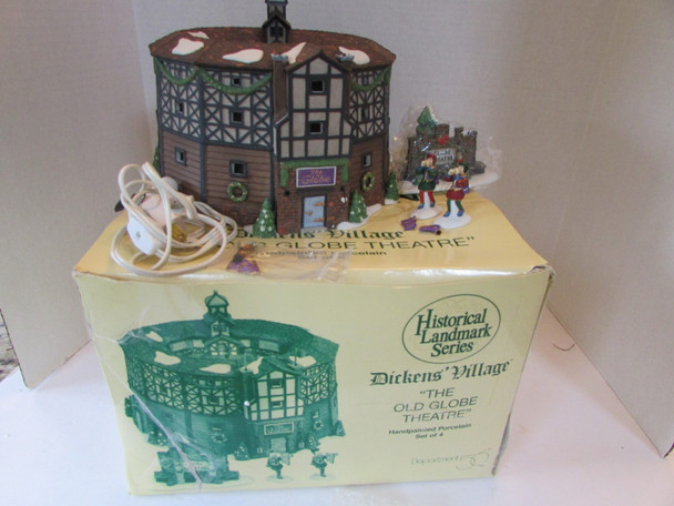Dept 56 58501 The Old Globe Theatre Set of 4 Village Building w/cord  D9