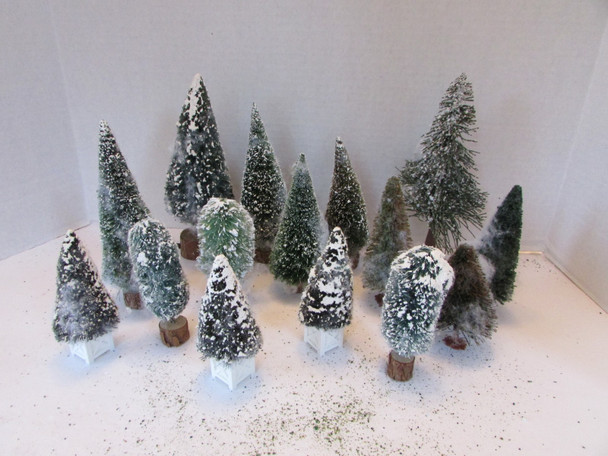 Lemax Dept 56  Village Accessories Landscape Trees Snow Covered 15 pc Asst  L134