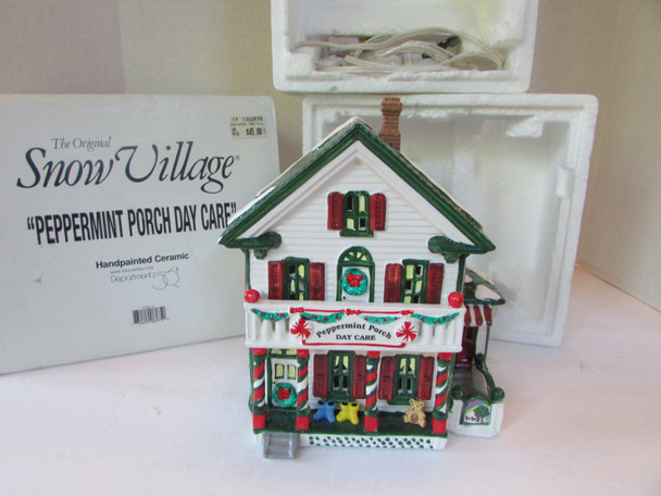 Dept 56 54852 Snow Village Peppermint Porch Day Care w/cord  D11