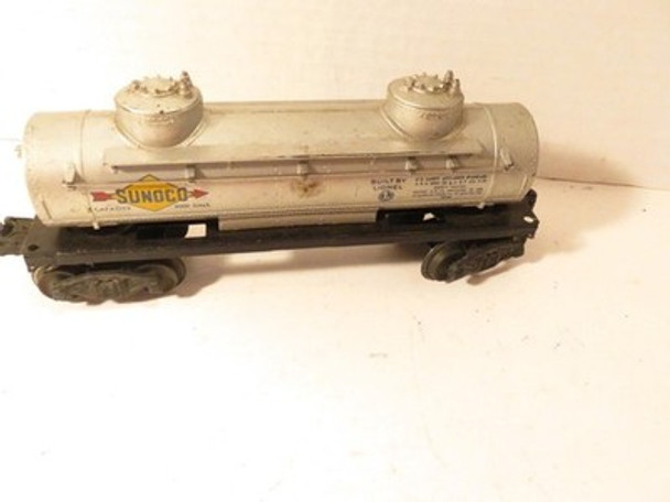 LIONEL POST-WAR TRAINS 2465 SUNCO TANK CAR-  0/027- NEEDS SHOE- FAIR - M12