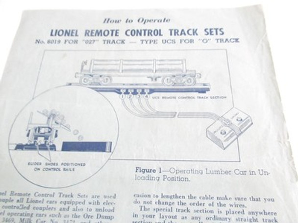 LIONEL POST-WAR INSTRUCTION SHEET 1949 REMOTE CONTROL TRACK SETS- BLUE PAPER-M56|297396314950