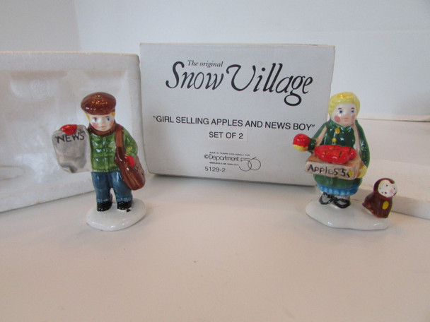 Dept 56 51292 Girl Selling Apples  & News Boy   Accessary Snow Village D1|357486515327