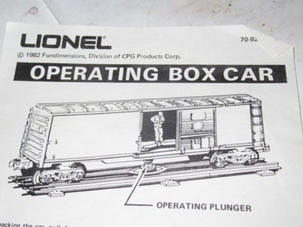 LIONEL - MPC  INSTRUCTIONS FOR OPERATING BOXCAR - GOOD  - SR57|397018022930