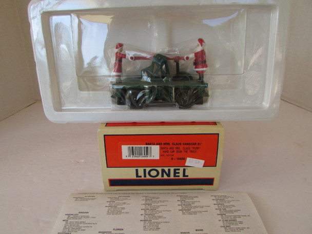 Lionel 6-18459 Santa and Mrs. Claus Handcar 2001 Christmas New Boxed  H1G