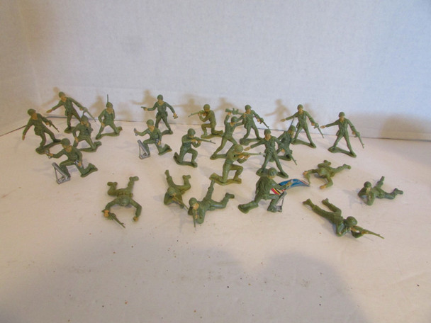 Vtg Asst of 2"-2.25" Army Figures All Poses Olive Green Laying Standing 23 pc H5