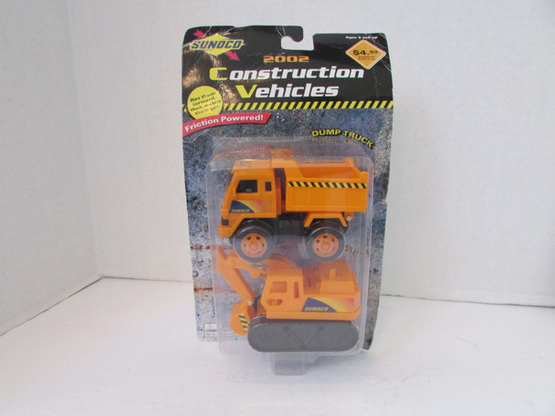 Sunoco 2002 Construction Vehicles Dump Truck & Excavator Plastic Friction  L79