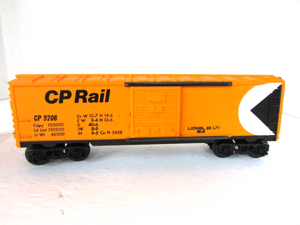 Lionel 6-9208 CP Rail Box Car 1971 Yellow   wrong box   B12