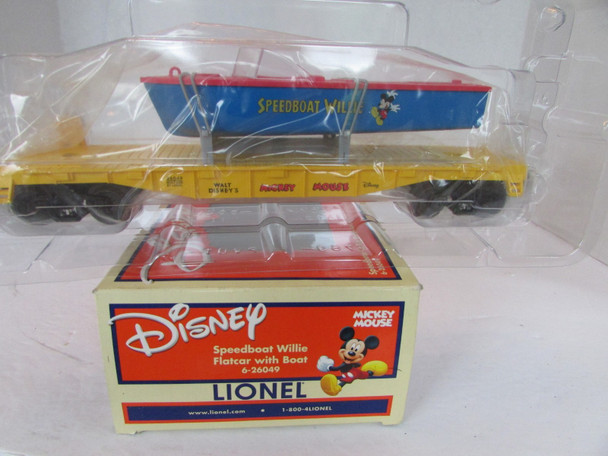 Lionel 26049 Disney Speedboat Willie Flatcar with Boat Mickey Mouse NIB    SH