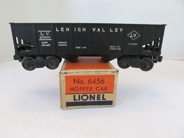 Lionel 6456 Lehigh Valley Hopper Car Black 1948 Box Missing end flap #25000 B6