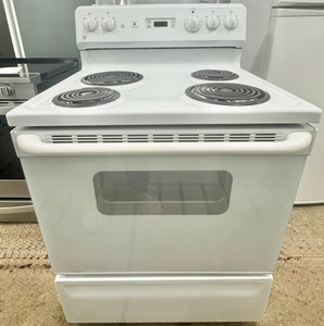 GE 30" Wide White Coil Top Stove, Free 60 Day Warranty